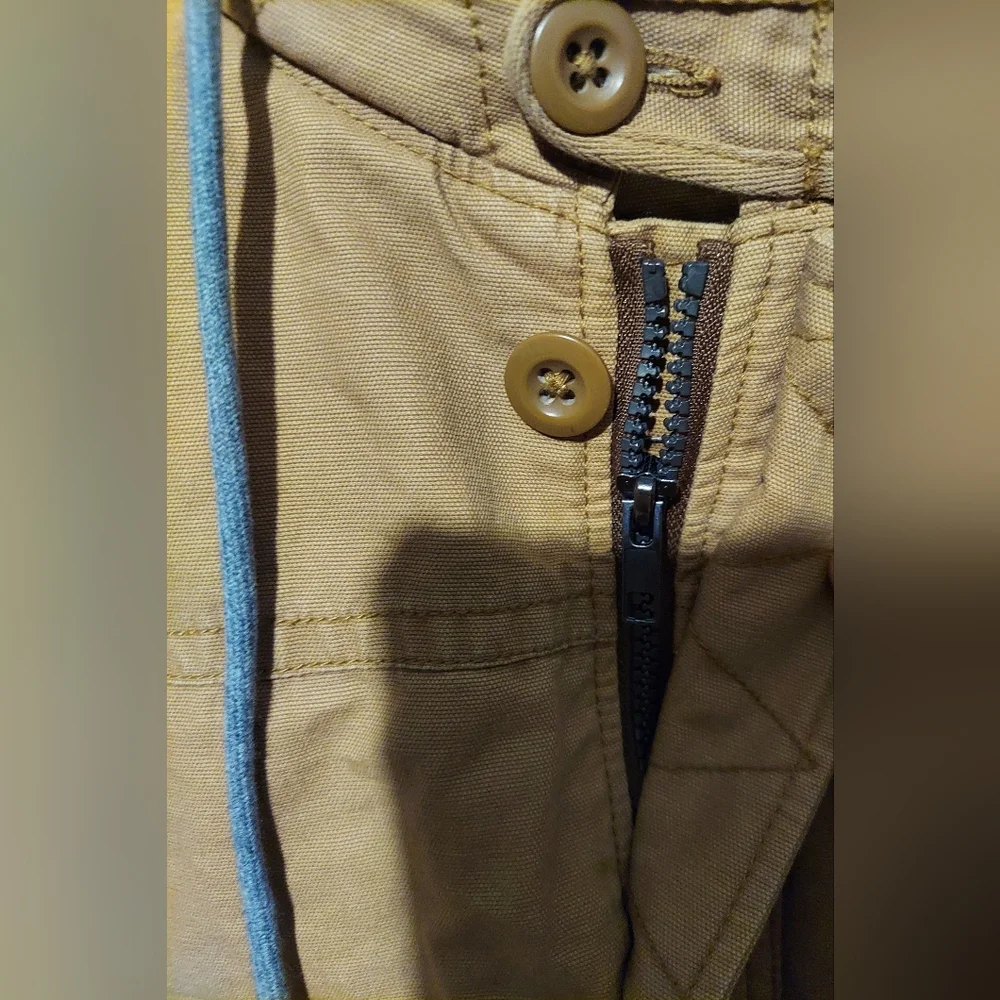 Aeropostale Mens Sherpa Lined Hooded Utility Jacket Size M Tan Workwear Gorpcore
